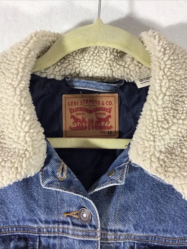 Levi's Original Sherpa Lined Trucker Blue Denim Jean Jacket Women's 1X