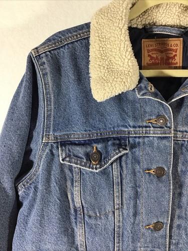 Levi's Original Sherpa Lined Trucker Blue Denim Jean Jacket Women's 1X