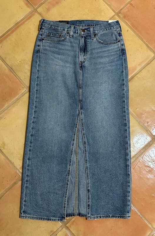 LEVI'S PREMIUM Medium DENIM Wash ANKLE COLUMN 90's INSPIRED Long SKIRT 28