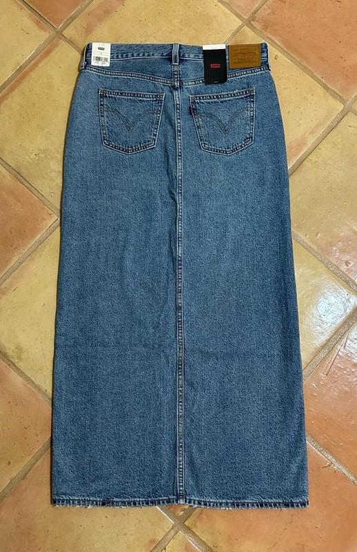 LEVI'S PREMIUM Medium DENIM Wash ANKLE COLUMN 90's INSPIRED Long SKIRT 28