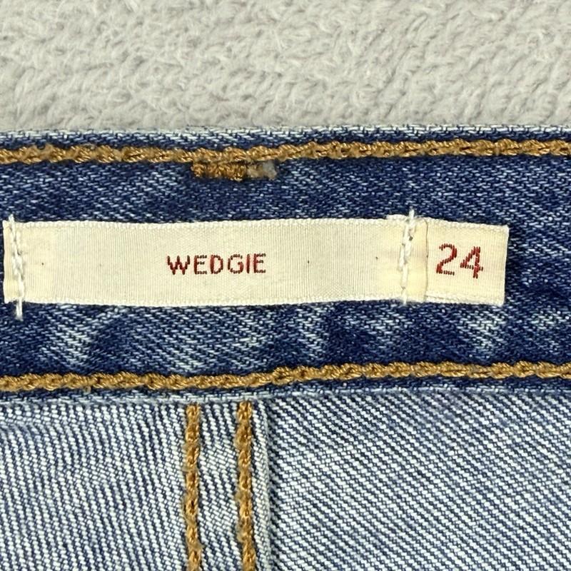 Levi's Premium Wedgie Straight Size 24 Jeans Button Fly Medium Wash Distressed