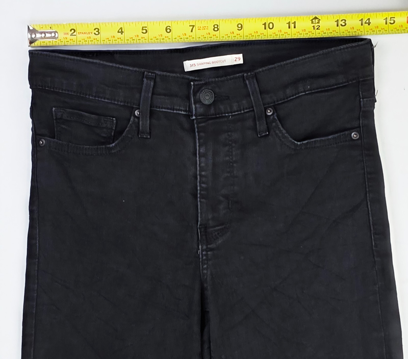 Levi's Size 29X34 Womens 315 Shaping Bootcut Black Egyptian Cotton Denim Jeans