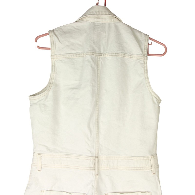Levi's Sleeveless Denim Jean Jumpsuit Womens Small White Button Down 100% Cotton