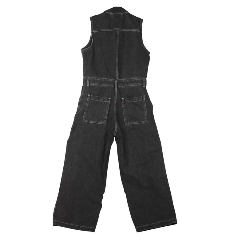 Levi's Sleeveless Denim Jean Jumpsuit Womens Small Black 100% Cotton Button Down