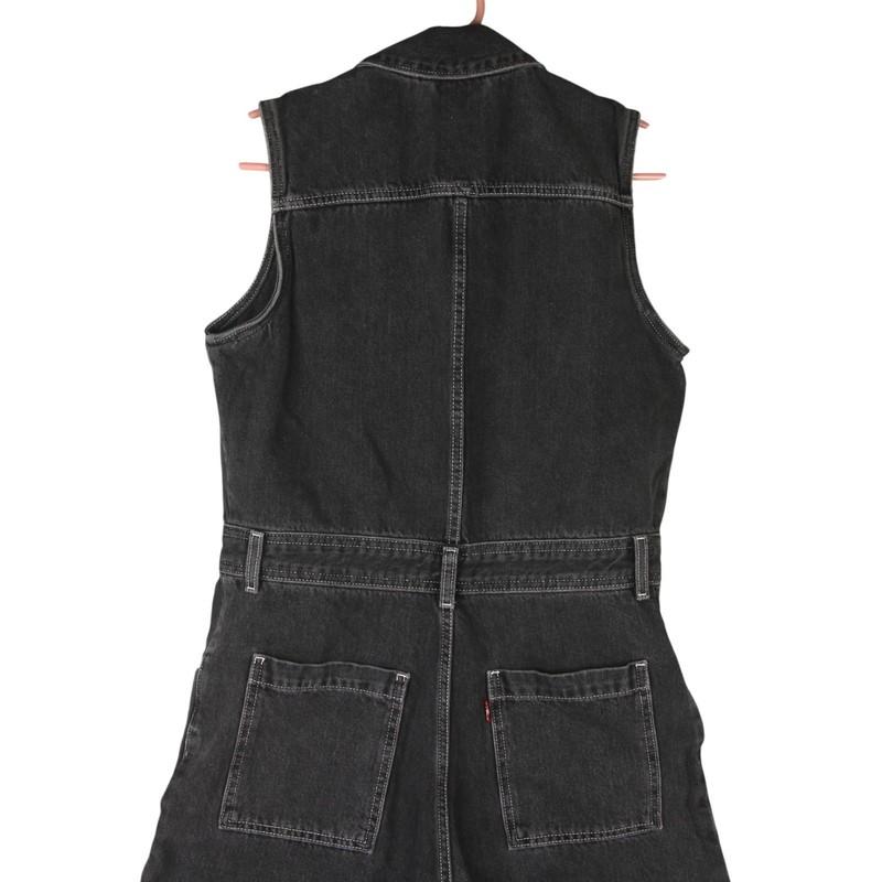 Levi's Sleeveless Denim Jean Jumpsuit Womens Small Black 100% Cotton Button Down
