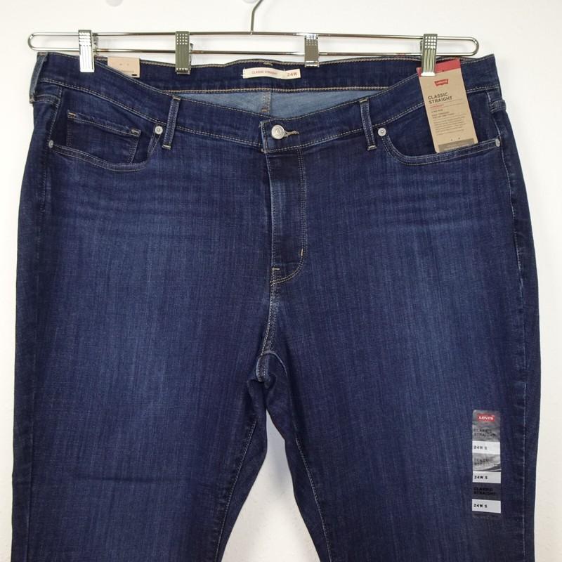 Levi's Straight Leg Jeans Women's Plus Size 24W Short Blue Denim Stretch