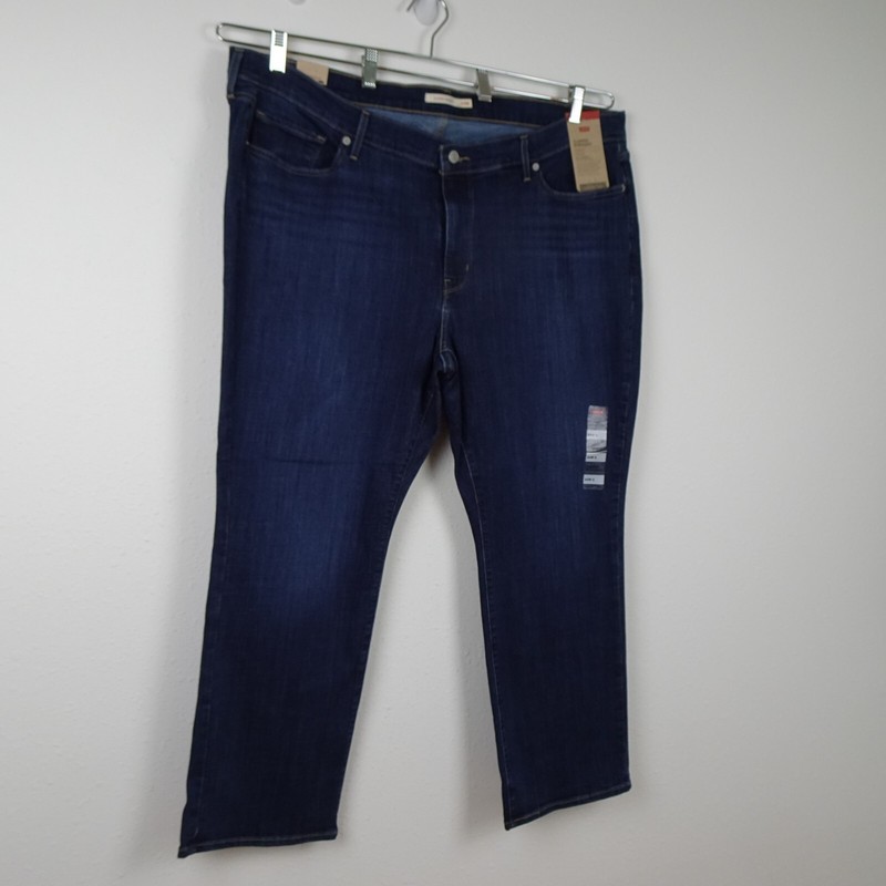 Levi's Straight Leg Jeans Women's Plus Size 24W Short Blue Denim Stretch
