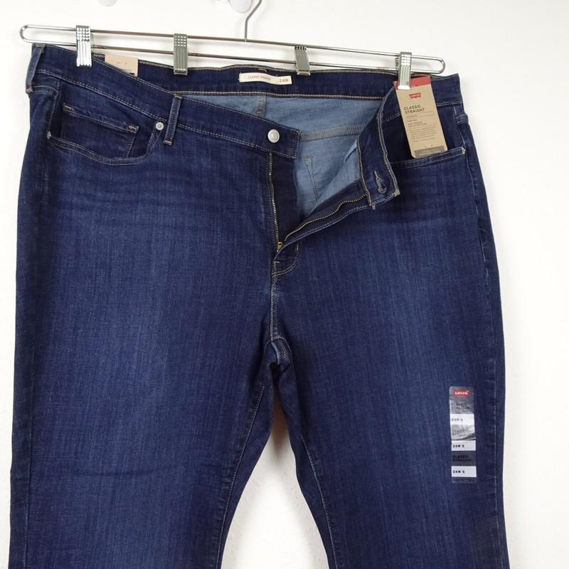 Levi's Straight Leg Jeans Women's Plus Size 24W Short Blue Denim Stretch