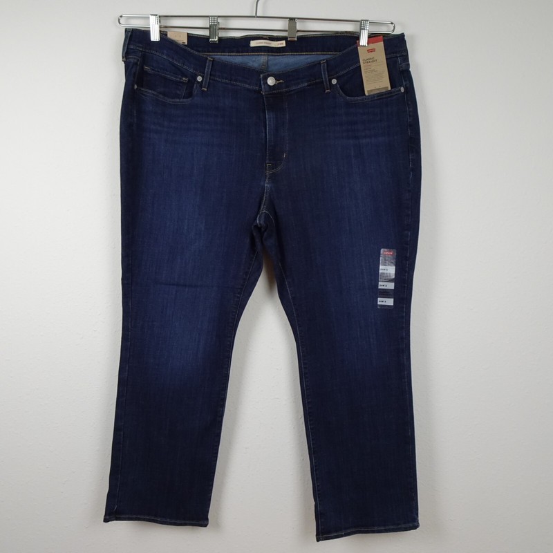 Levi's Straight Leg Jeans Women's Plus Size 24W Short Blue Denim Stretch