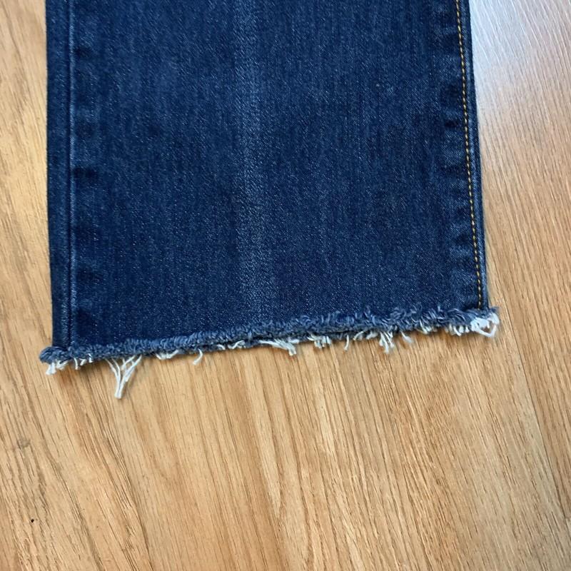 LEVI'S Women’s 32 X 28 Straight Cut Cropped Frayed Hem Denim Jeans High Waist