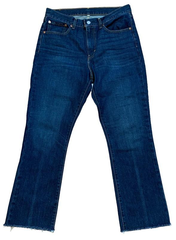 LEVI'S Women’s 32 x 28 Straight Cut Cropped Frayed Hem Denim Jeans High Waist