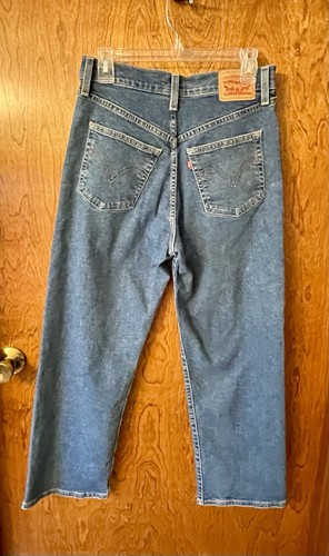 Levi's Women's Ribcage Straight Ankle Button Fly Blue Medium Wash Jeans 28x27