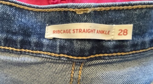 Levi's Women's Ribcage Straight Ankle Button Fly Blue Medium Wash Jeans 28x27