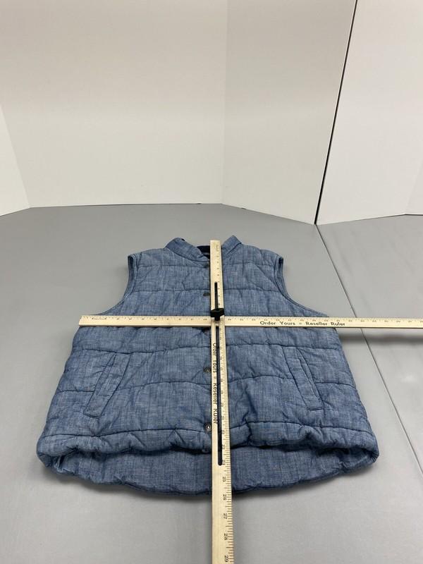 Levi's Womens Blue Pockets Snap Front Puffer Vest Large Heather Blue Mock Neck