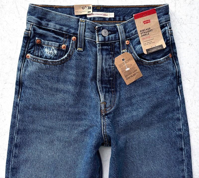 Levi's Womens Jeans 726930180 Nwt Button Fly Ribcage Straight Ankle Denim 25