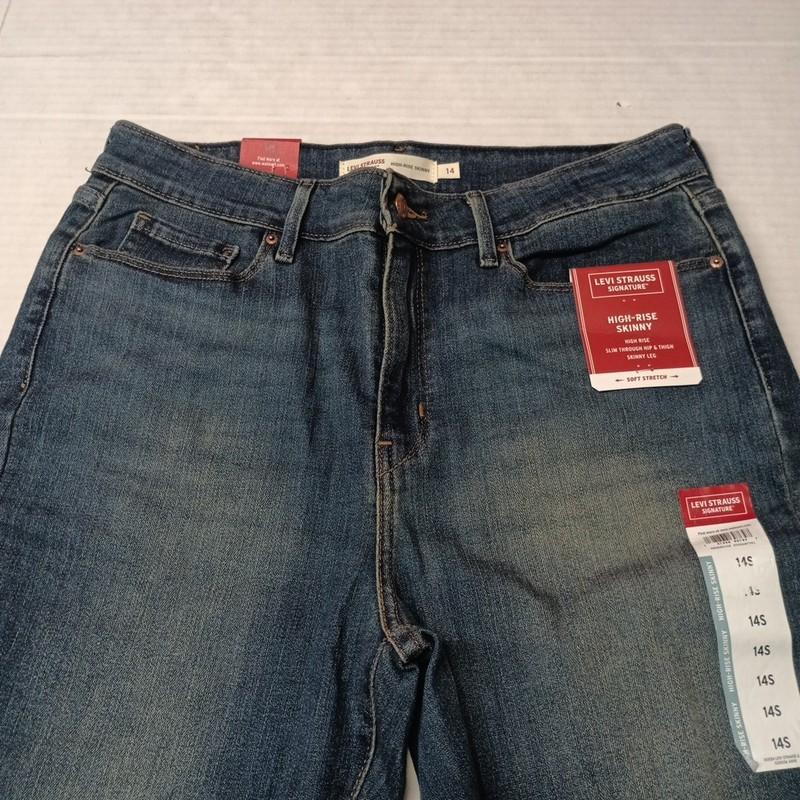 Levi Signature High Rise Skinny Jeans Woman's Size 14S 32x28 Blue Skinny Leg