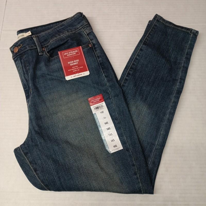 Levi Signature High Rise Skinny Jeans Woman's Size 14S 32x28 Blue Skinny Leg
