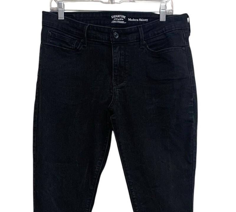 Levi Strauss Signature Jeans Modern Skinny Ankle Women's Size 16 Black Mid-Rise
