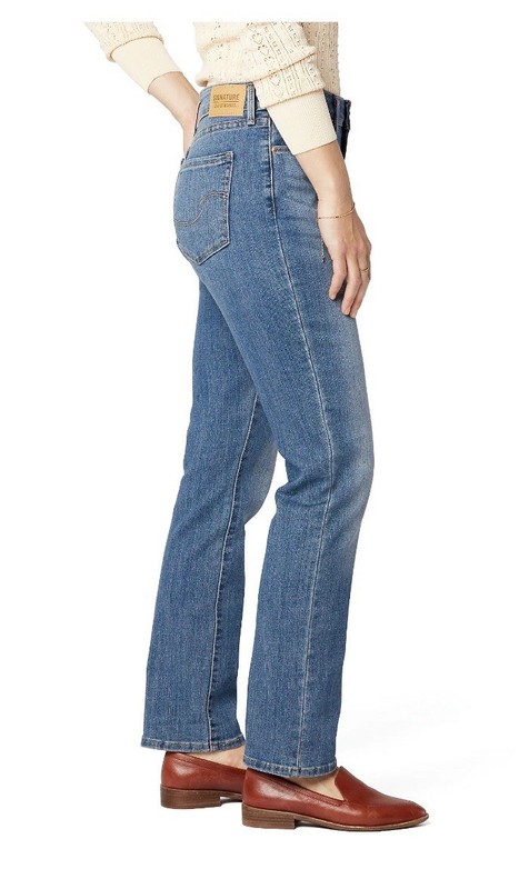 Levi Strauss Signature Mid Rise Straight Leg Jeans Size 14S Soft Stretch Denim