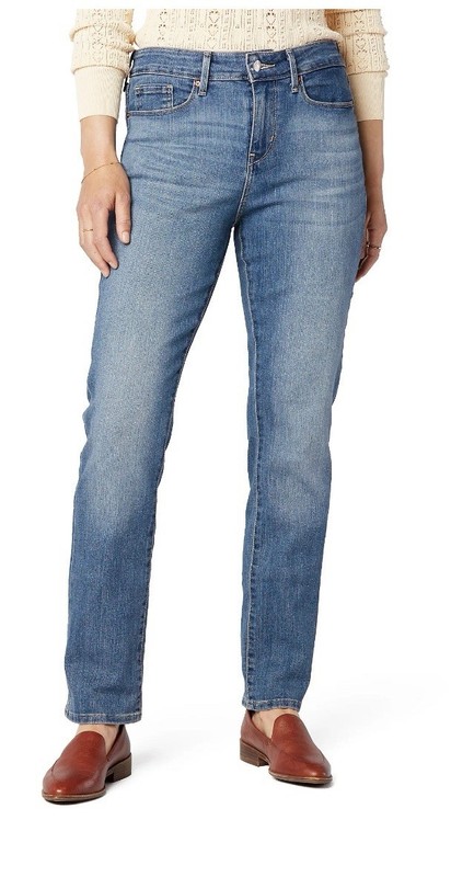 Levi Strauss Signature Mid Rise Straight Leg Jeans Size 14S Soft Stretch Denim