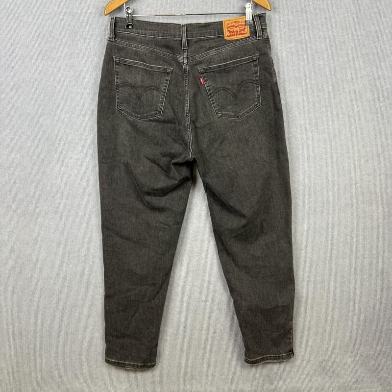 Levis High Rise Boyfriend Jeans Womens 32 Black Denim Tapered Stretch