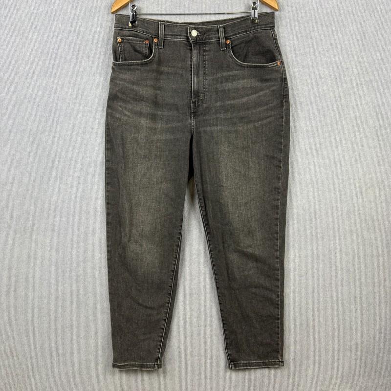 Levis High Rise Boyfriend Jeans Womens 32 Black Denim Tapered Stretch