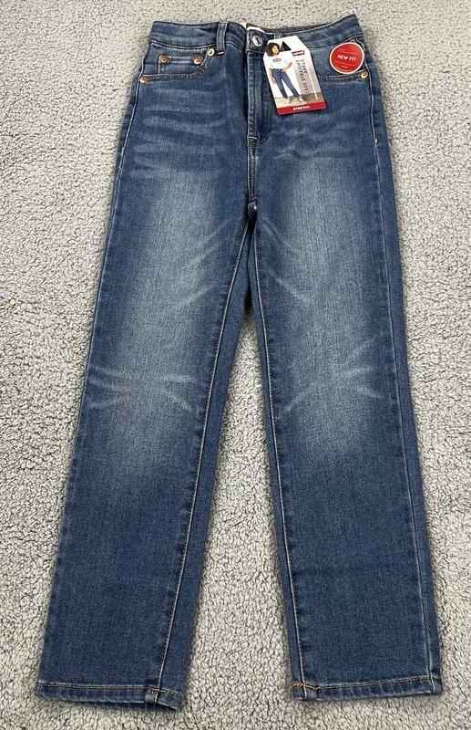 Levis Jeans Girls 8 Regular Ribcage Straight Ankle Stretch Blue Adjustable Teen
