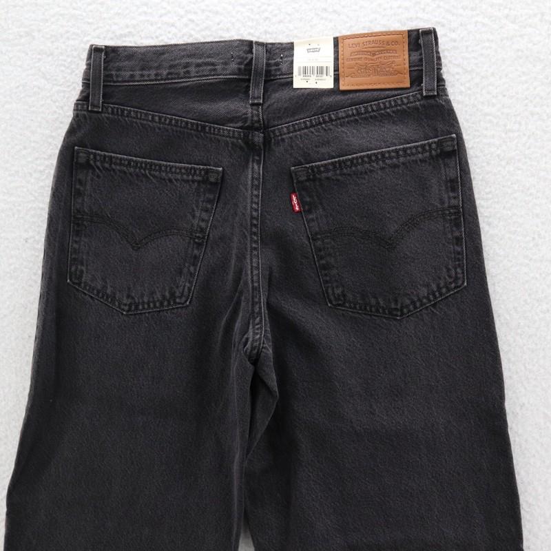 Levis Jeans Womens 26 Black Baggy Dad Premium Straight Denim Y2K Boho Preppy New