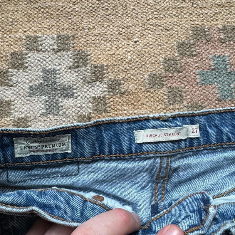 Levis Jeans Womens 27 Ribcage Straight Light Levis Premium 501 Big E Stretch