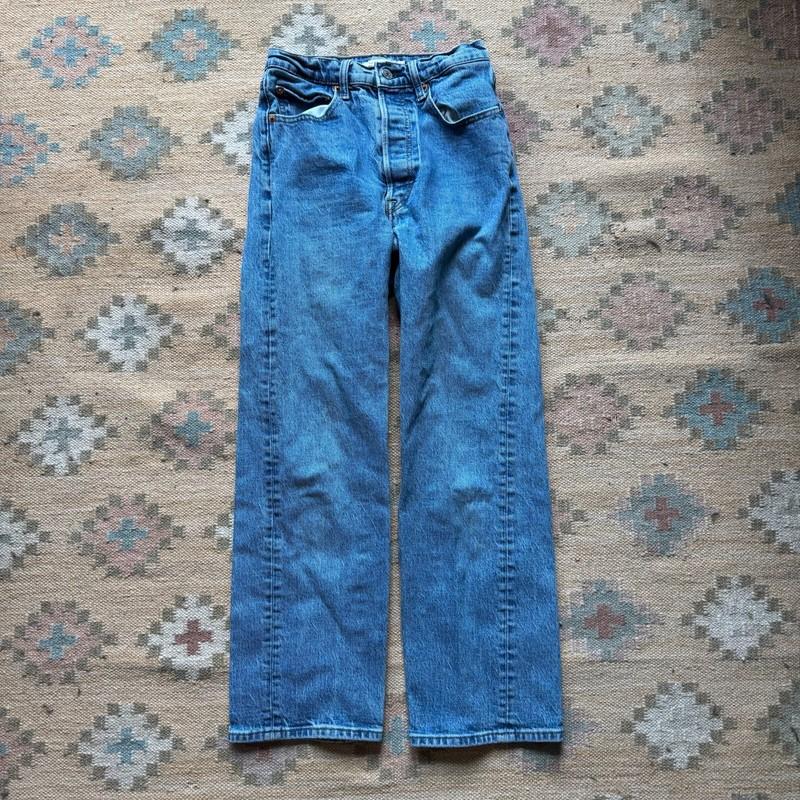Levis Jeans Womens 27 Ribcage Straight Light Levis Premium 501 Big E Stretch