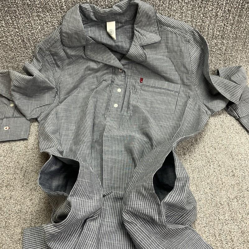 Levis Pajama Shirt Womens Medium Gray Chambray Railroad Striped Cotton With TAGS