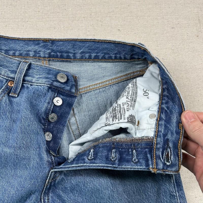 Levis Premium Jeans 501 XX Womens 25x28 (fits 27x27) Button Fly Distressed Denim