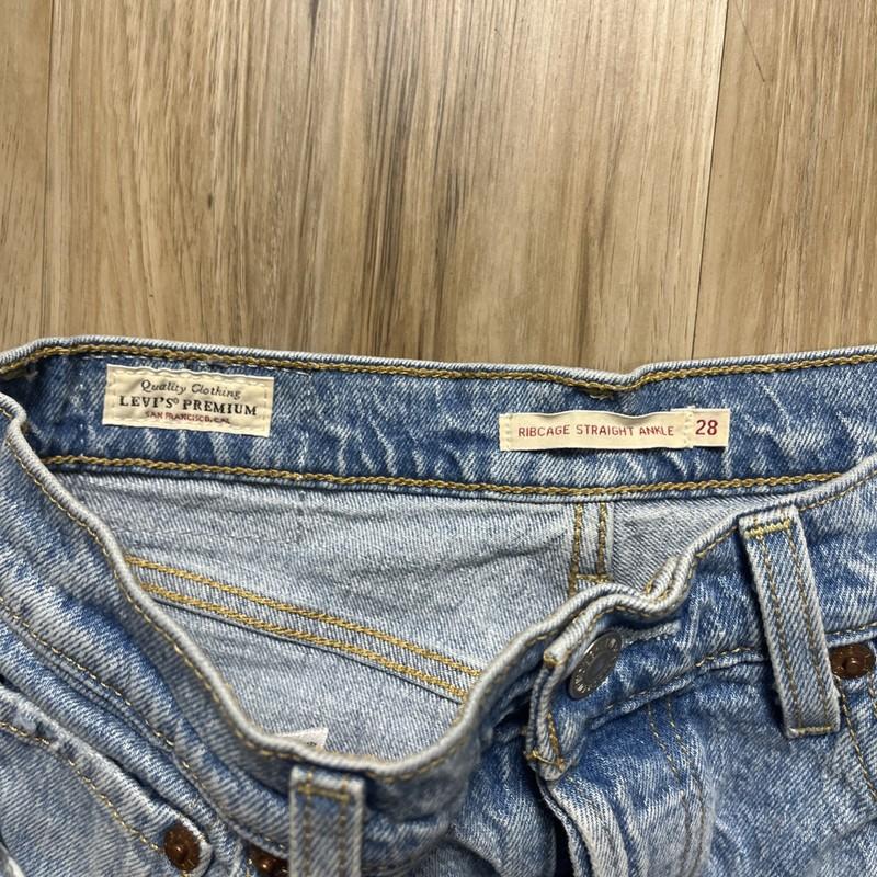 LEVIS PREMIUM Jeans Woman’s 28 Ribcage Straight Ankle Distressed Button Fly