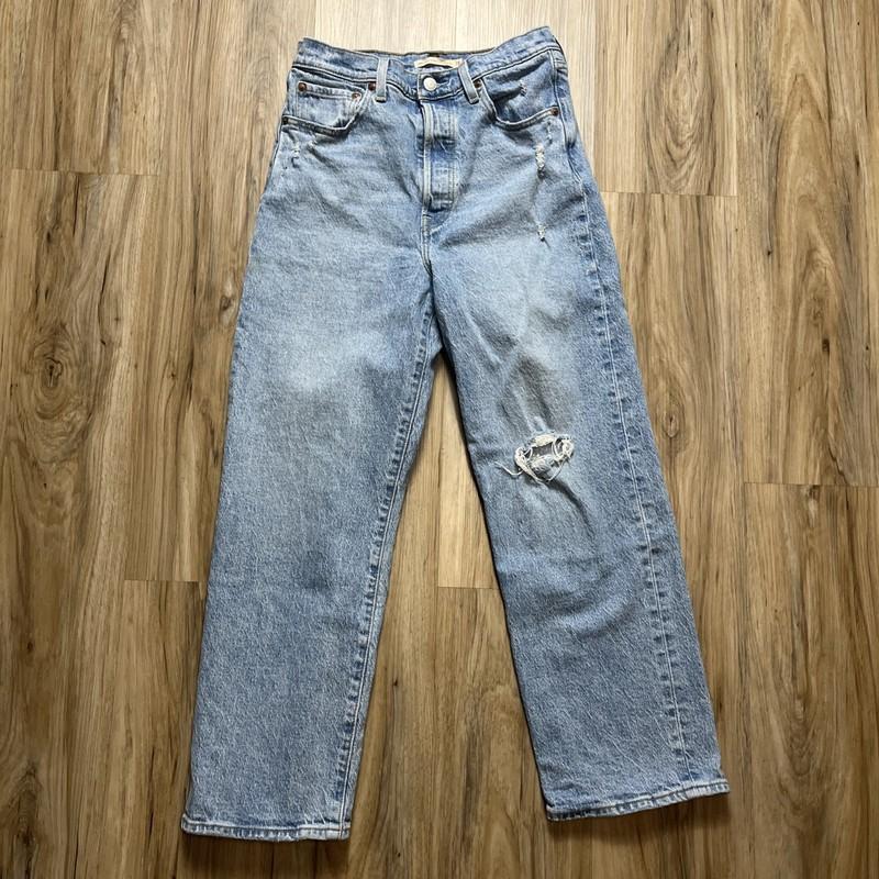 LEVIS PREMIUM Jeans Woman’s 28 Ribcage Straight Ankle Distressed Button Fly