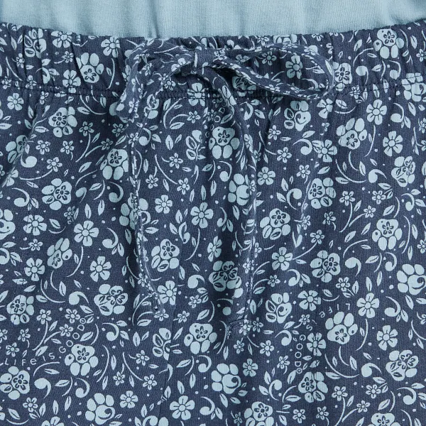 Life Is Good. Women's Floral Paw Pattern Snuggle Up Sleep Pant Darkest Blue