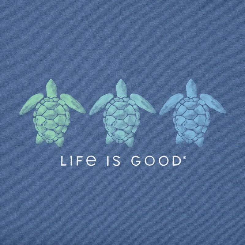 Life Is Good. Women's Tres Turtles SS Crusher Vee Vintage Blue