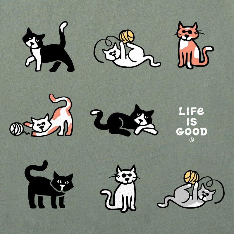 Life Is Good. Women's Vintage Al The Cat Grid SS Crusher Tee Moss Green