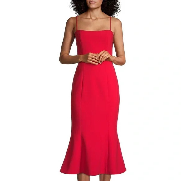 LIKELY Sleeveless Ruffles Midi Dress Size: 6