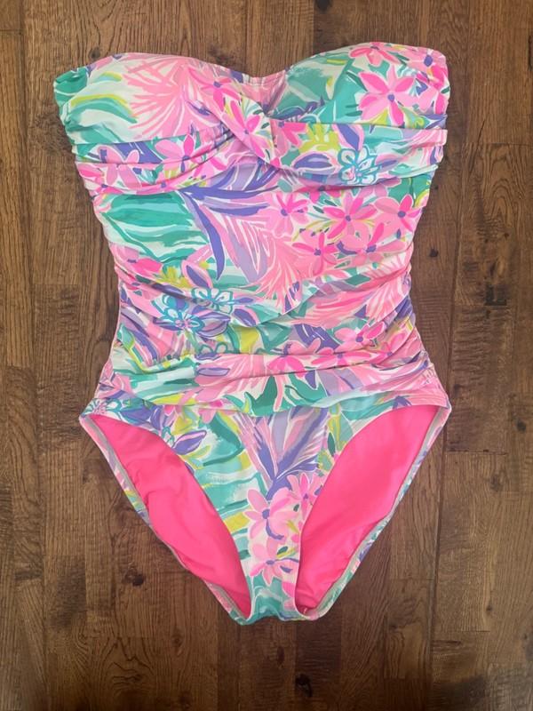 Lilly Pulitzer Flamenco One Piece Swimsuit Strapless It Was All A Dream Size 8