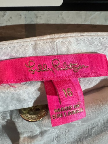 Lilly Pulitzer Kelly Textured Ankle Length Skinny Denim Jeans Womens Sz 16 White