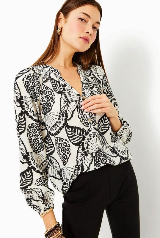 Lilly Pulitzer NWT Elsa Silk Top Surf Coconut