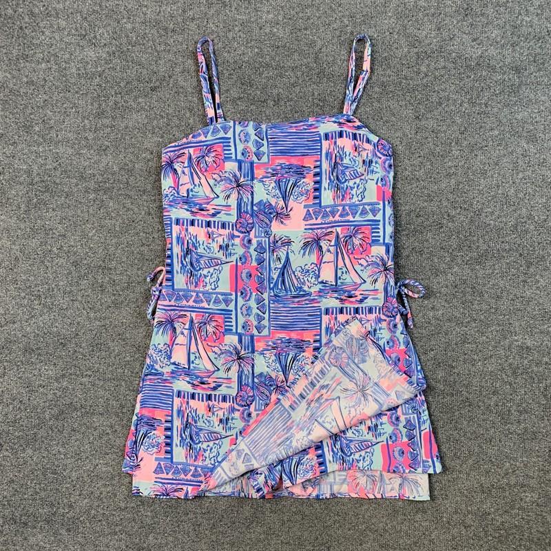 Lilly Pulitzer Romper Womens 4 Multi Sahar Buoy Nautical Tie Side Playsuit Dress