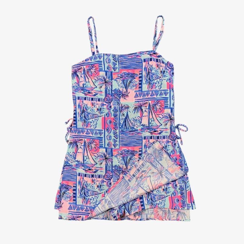 Lilly Pulitzer Romper Womens 4 Multi Sahar Buoy Nautical Tie Side Playsuit Dress