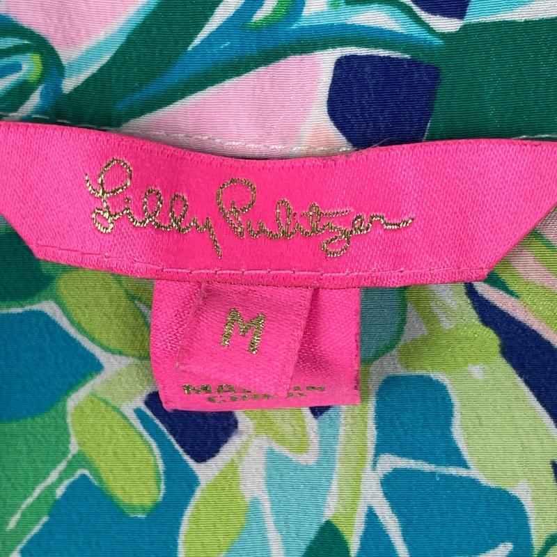 Lilly Pulitzer Shea Silk Tunic Top Popover Medium Resort Pink Island Escape EUC