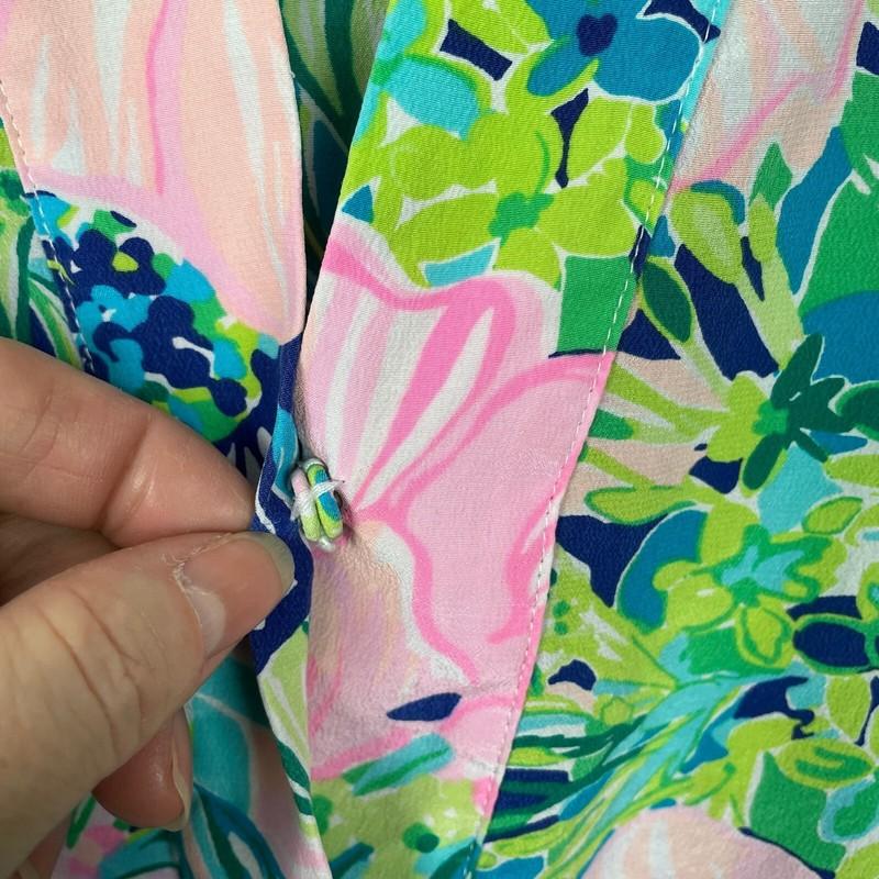 Lilly Pulitzer Shea Silk Tunic Top Popover Medium Resort Pink Island Escape EUC
