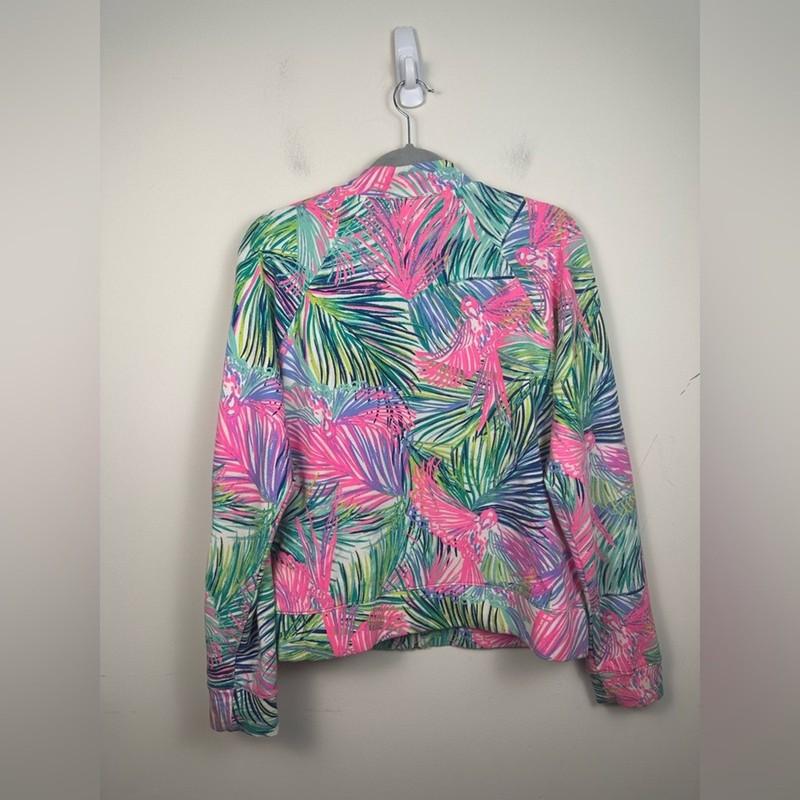 Lilly Pulitzer UPF 50+ Joleen Bomber Zip Up Jacket In Scarlet Macaw