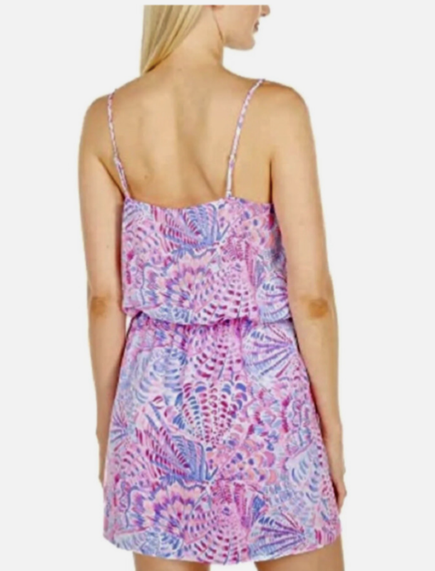 Lilly Pulitzer Women's Zana Romper Raz Berry Sea You Soon Shell Medium M Purple