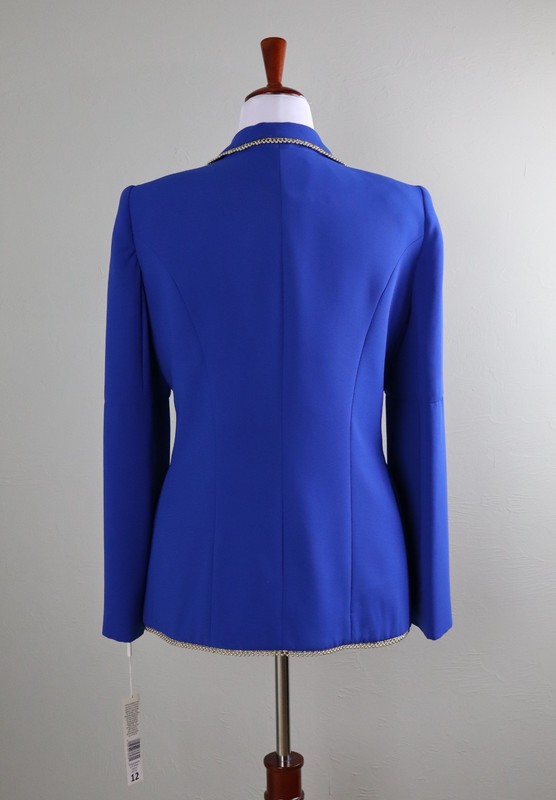 LILY & TAYLOR New York NWT Royal Blue Beaded Trim Blazer Jacket Top Size 12