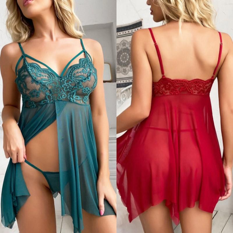 Lingerie for Women for Sex Play Sheer Lace Open Front Babydoll Boudoir Outfits
