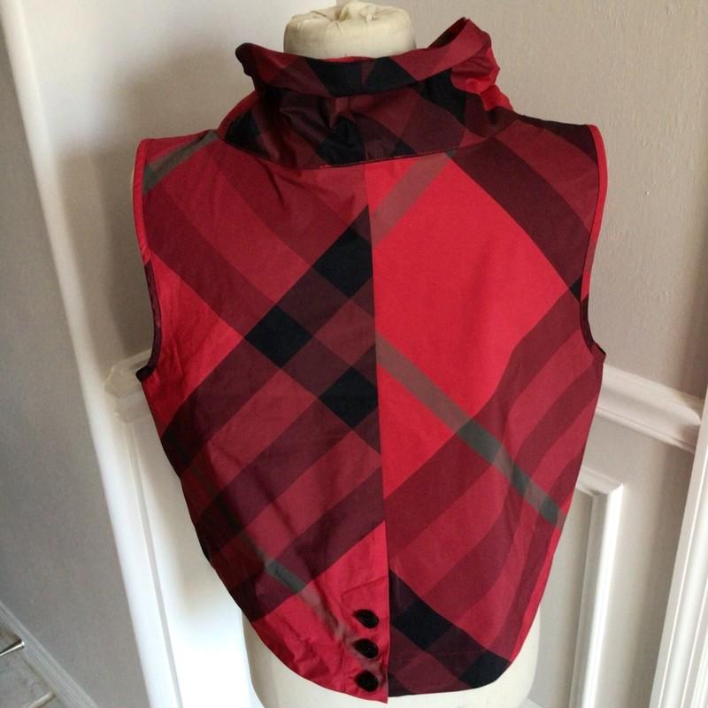 Liv By Habitat Red Plaid Vest Top Sleeveless SZ L Buttons On Back Outerwear